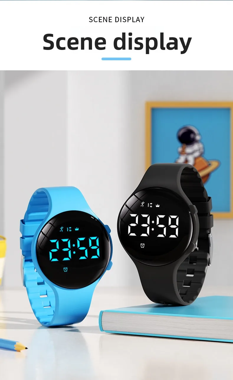 Reloj electrónico de moda para hombres y mujeres, alarma de vibración silenciosa, resistente al agua, para deportes al a