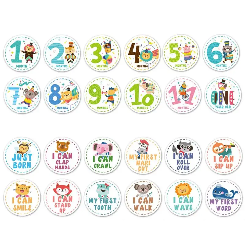 

12 Pcs Month Sticker Baby Photography Milestone Memorial Monthly Newborn Kids Commemorative Card Number Photo Props 40JC