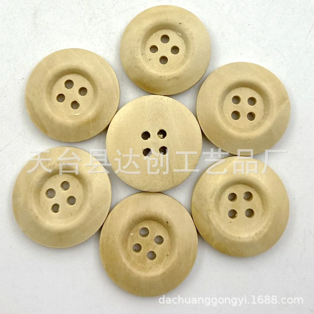 25 mm vieräugige Holzknöpfe mit breiten Kanten, Knöpfe zum Handnähen von Accessoires, Hemden, Schuhen, Trenchcoats und dekorativen Knöpfen