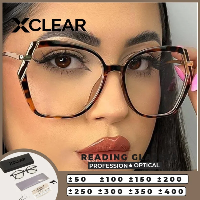

XCLEAR Reading Glasses Polygon Metal New Classic Business Casual Lightweight Anti Blue Light UV400 Scratch Resistant Protective