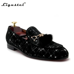 Ligustel Shows for Men Red Bottom Loafers Shoes Designer Shoes Leather Slip-on Black Red Man Wedding Party Formal Free Shipping