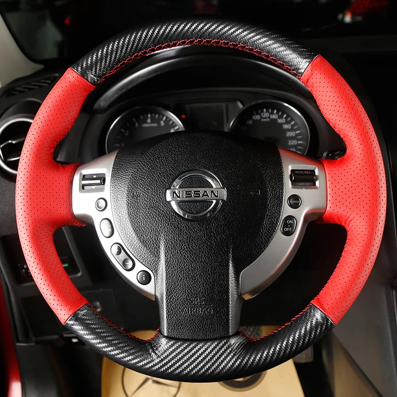 

Car Steering Wheel Cover for Nissan QASHQAI X-Trail Nissan NV200 Rogue Diy Hand-sewn Sewing Genuine Leather Braid Steering Wheel