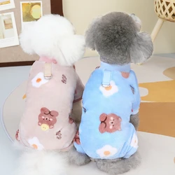 Flannel Overall Pajamas For Small Medium Dog Puppy Autumn Indoor All-in-one Corgi Bulldog Rompers Jumper Clothing XS 4XL Apparel