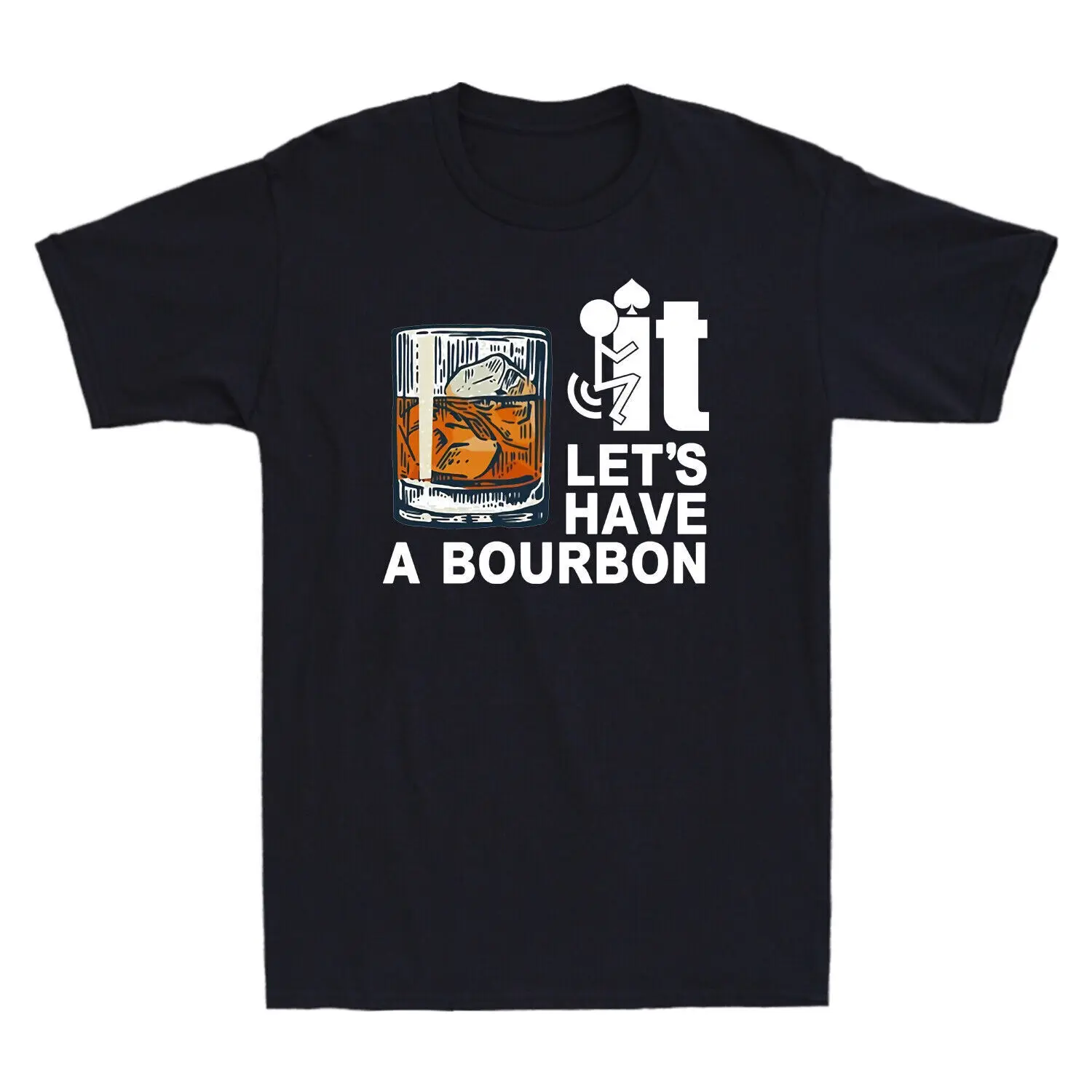 

Wine It Let's Have A Bourbon Shirt Funny Gift Vintage Men's Cotton T-Shirt Black