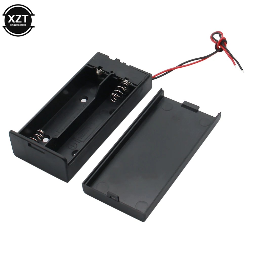 DIY ABS 7.4V Battery Box Fully Enclosed With Cover Switch 2 Sections 18650 Lithium Battery Compartment 2 Slots