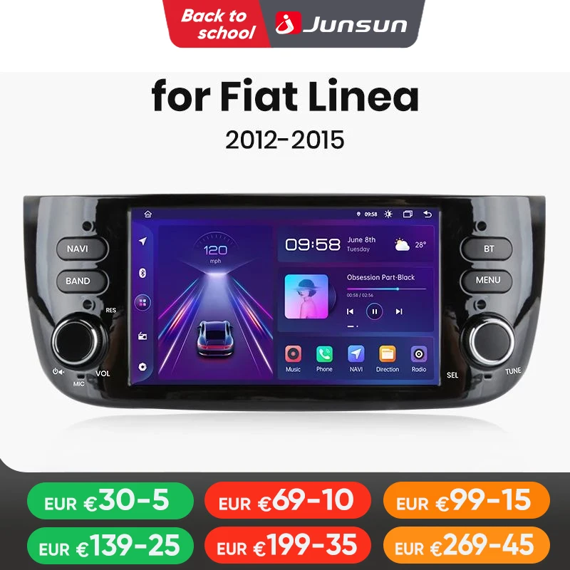 Junsun V1Plus Autoradio Per Fiat/Linea/Punto Evo 2012-2015 Auto Sistemi Intelligenti Per Apple Carplay FM GPS SWC BT