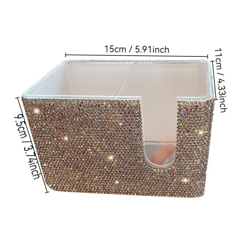 Picture 3: Diamond-encrusted Desktop Makeup Storage Box With Lid, Large-capacity Cosmetics Multi-functional Shelf, Exquisite