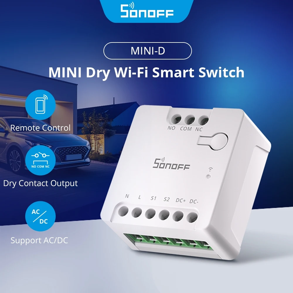 SONOFF MINI-D WiFi Smart Switch Dry Contact Relay Matter ESP32 Chip AC/DC Input Smart Scene Control Works with Alexa Google Home