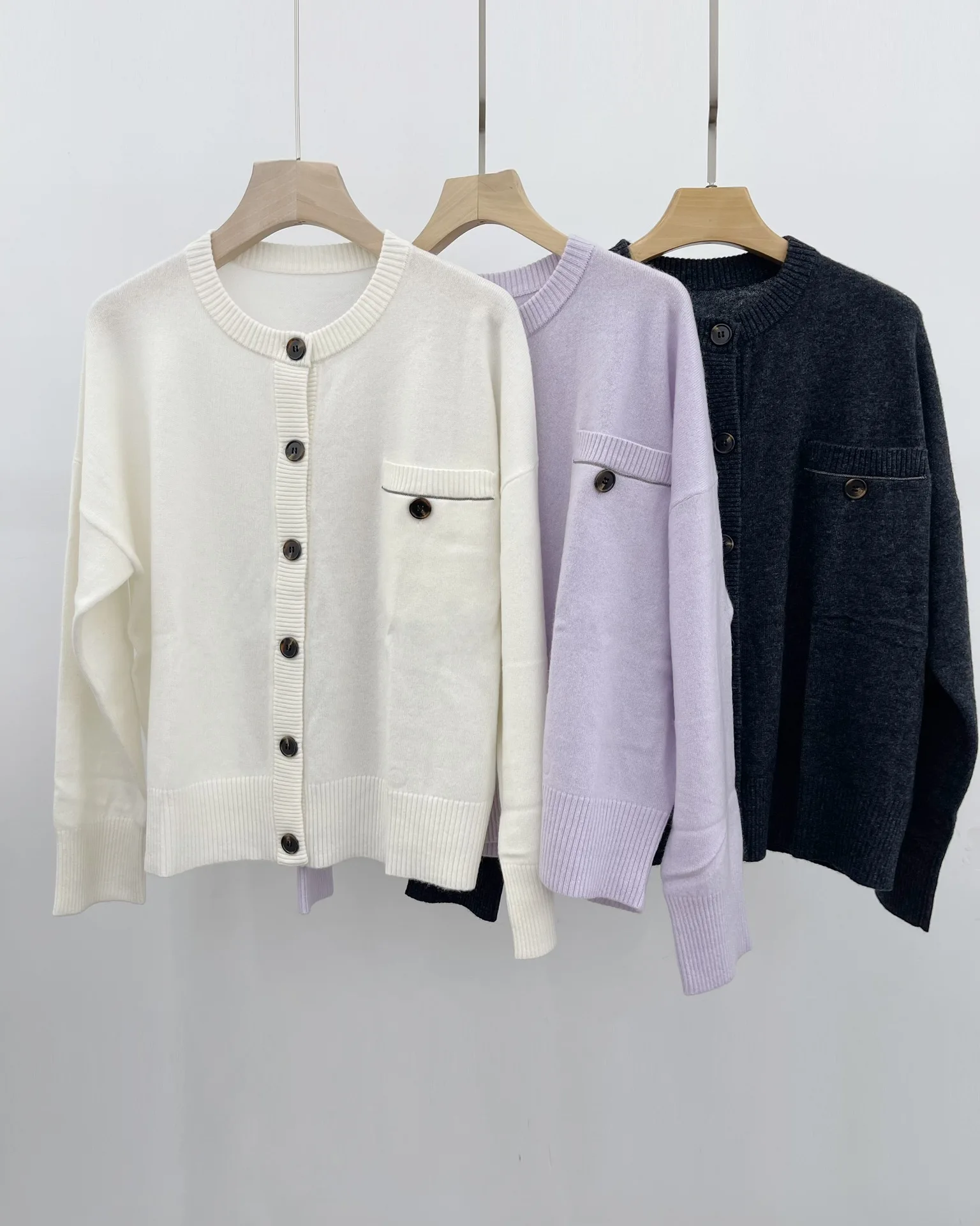 

Новый женский однобортный вязаный топ с круглым вырезом и длинными рукавами, классический и универсальный