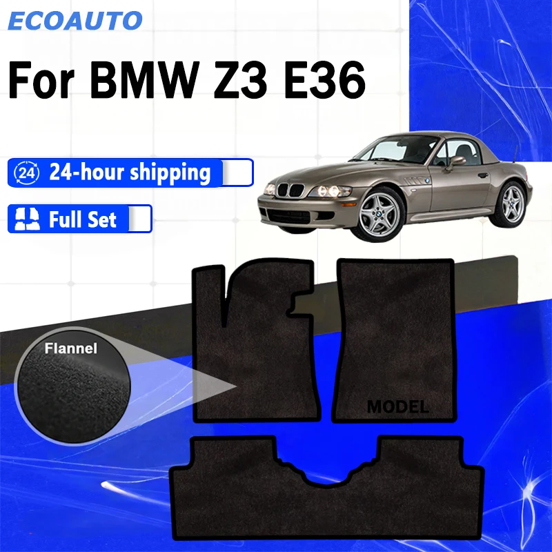 

ECOAUTO Flannel Velour rugs set for BMW Z3 E36/8 Coupe (1997 1998 1999 2000 2001 2002) -Black