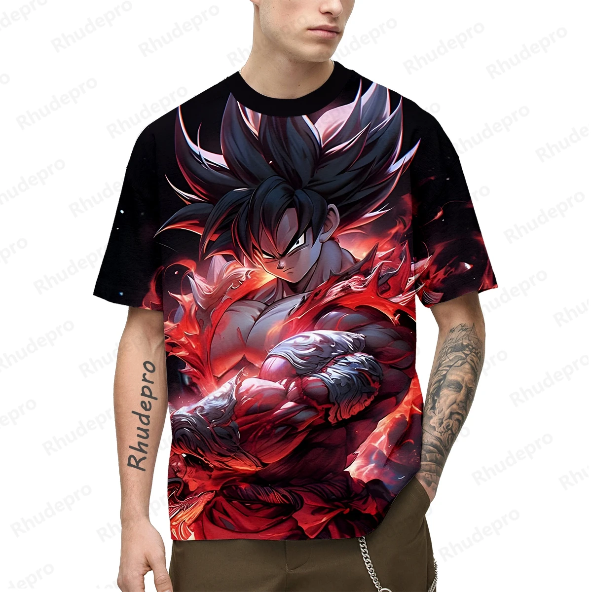 Sommer Männer Japan Anime Dragon Ball Z Goku überall 3D-Druck Cosplay Kinder Straße T-Shirts Unisex Top übergroß