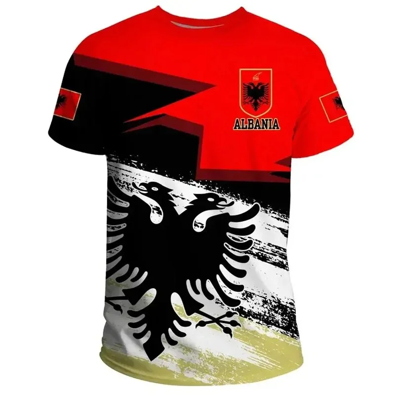 Albania Flag Graphic T Shirts Albanian National Emblem 3D Print T Shirt For Men Clothes Sport Contest Jersey Eagle Tee Boy Tops