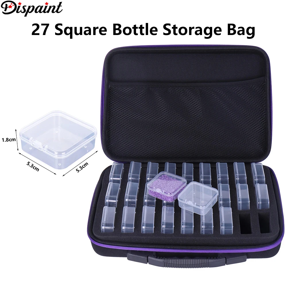 Dispaint 27 Grid Diamond Painting Storage Case - Portable Nylon Organizer for Accessories, Mini Items - Multifunctional Containe