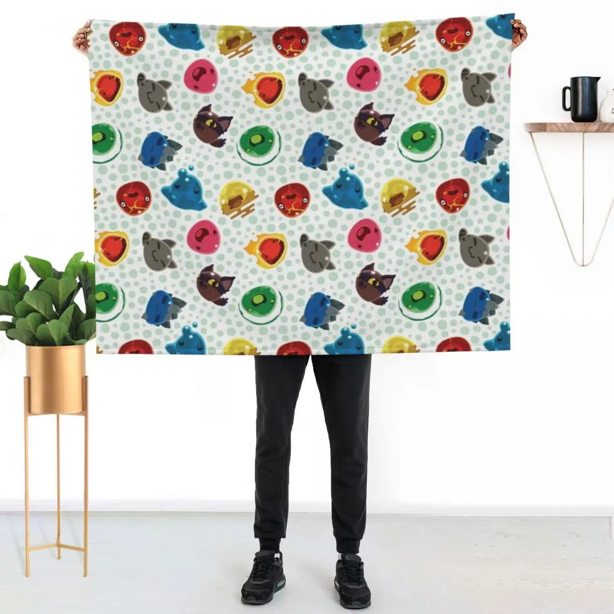 

Cute Slime Rancher Pattern Throw Blanket Cozy Napping Blanket Gift for Mom Dad