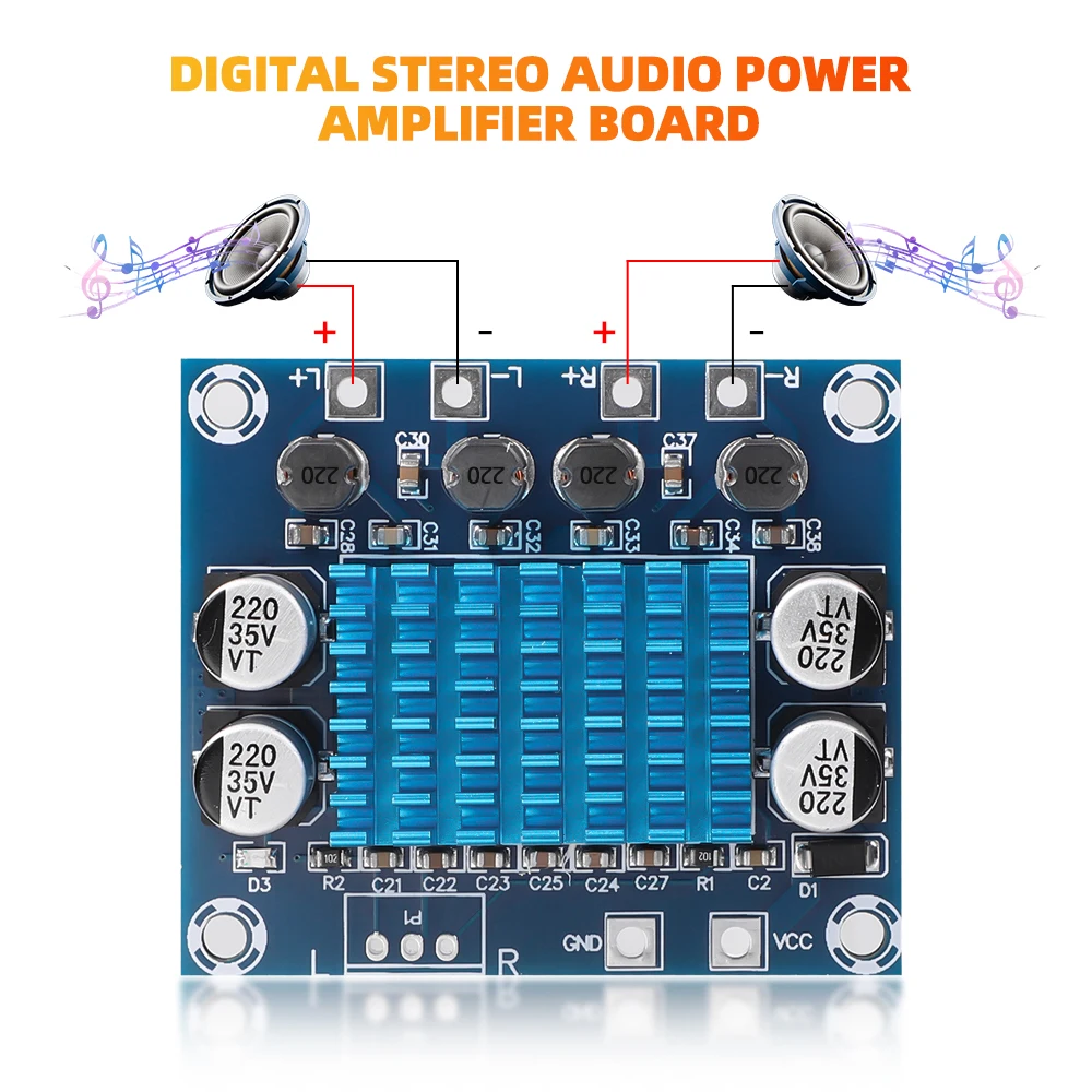 1PCS DC12-26V 2*120W Dual Kanal Digital Stereo Audio Power Verstärker Bord High Power CS8673 DIY 240W Amplificador Sound Board – Detail 6