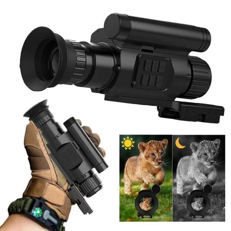 

NV075 Night Vision 850nm IR Hunting Scope Goggles Monocular 200-400M Infrared Camera Metal Body Support Photo & Video