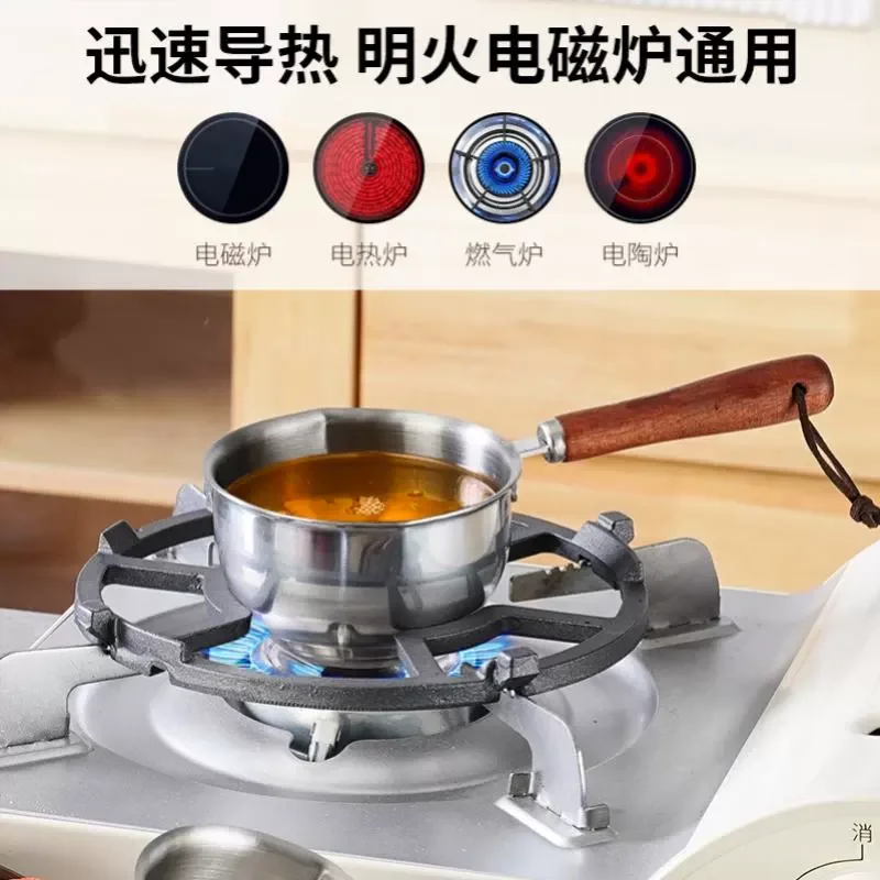 300mL Hot Oil Small Pot with Scale, gold Measuring Spoons, Heatable Stainless Steel Measuring Cup