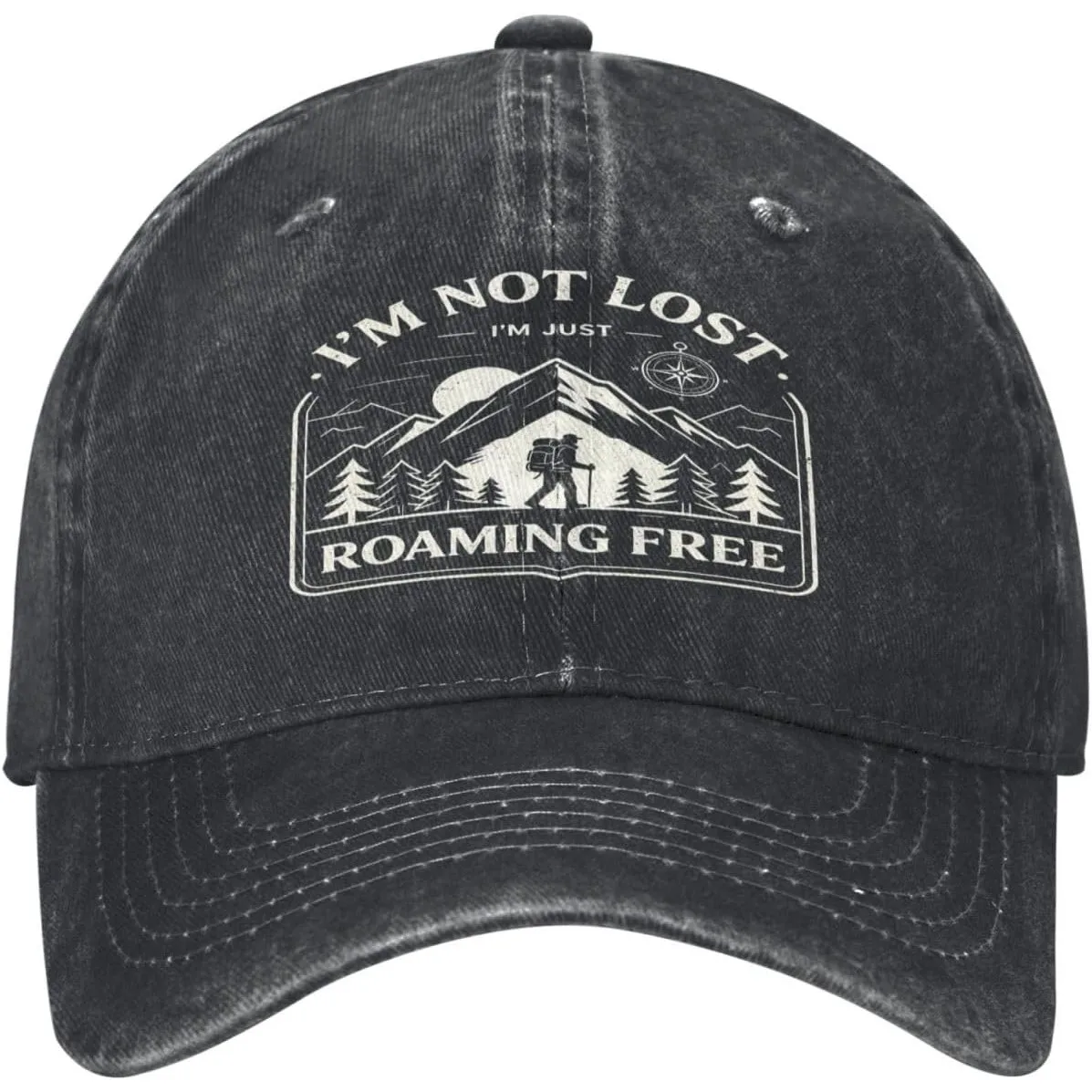 Im Not Lost Im Just Roaming Free Baseball Caps Black Adjustable Buckle, Breathable And Comfortable