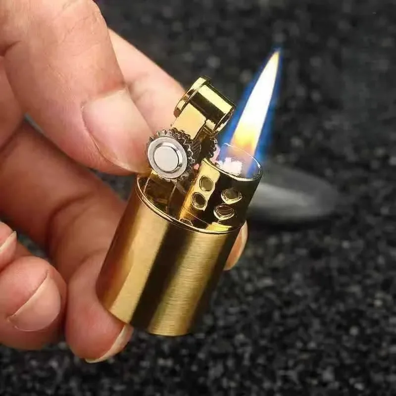 Retro Mini Windproof Open Flame Kerosene Lighter Classic Grinding Wheel Ignition Outdoor Compact Portable Lighters Smoking Gifts
