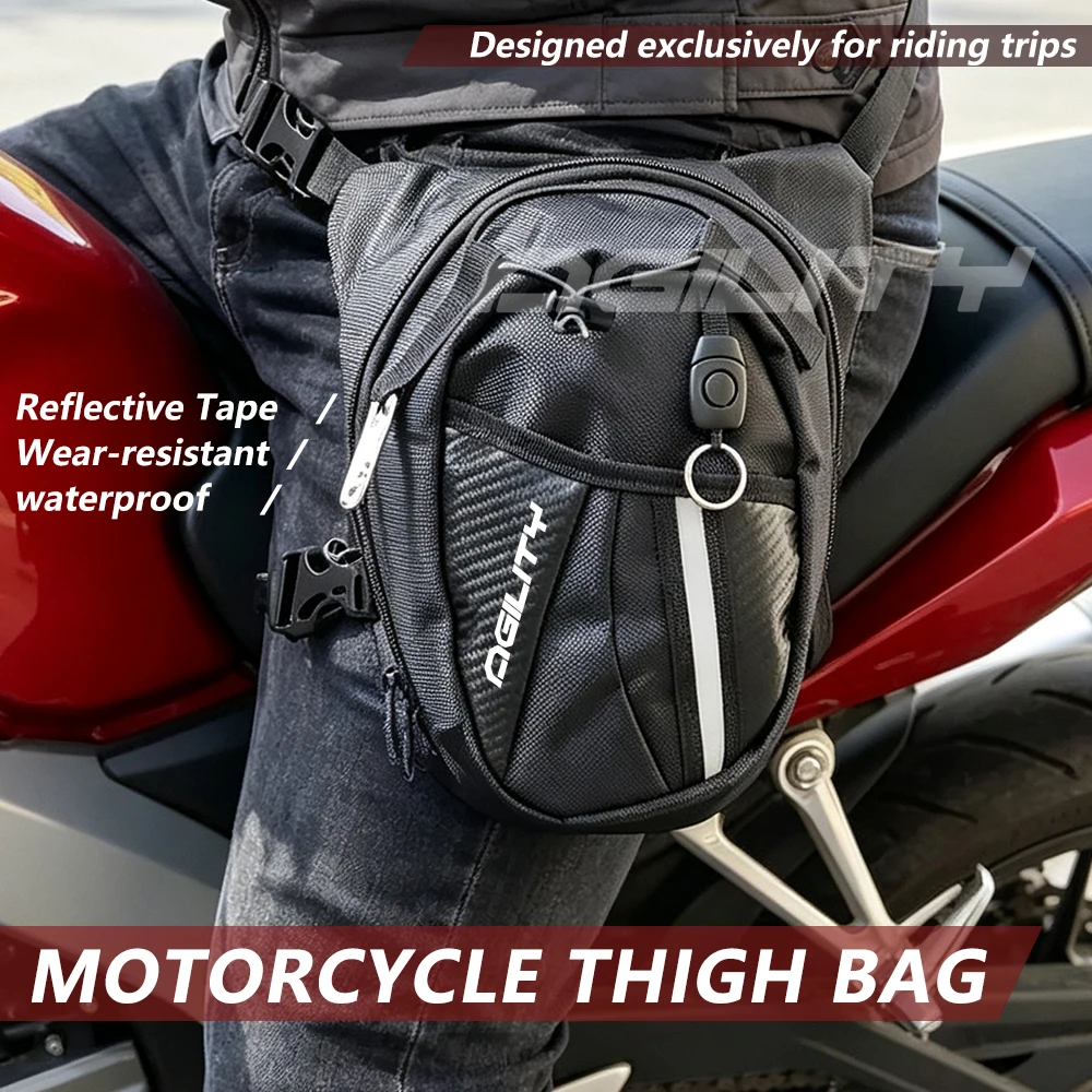 Motorcycle Leg Bag for KYMCO Agility 50/125/150/200 RS/City/S Carbon Hard Shell Waterproof Thigh Pack, Drop Leg Pouch for Riding