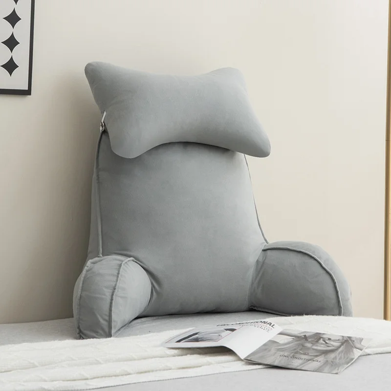 

Large Reading Pillow with Arms Ultra-Comfy Removable Cover Detachable Neck Roll Backrest Pillow Adult Back Pillow for Relax