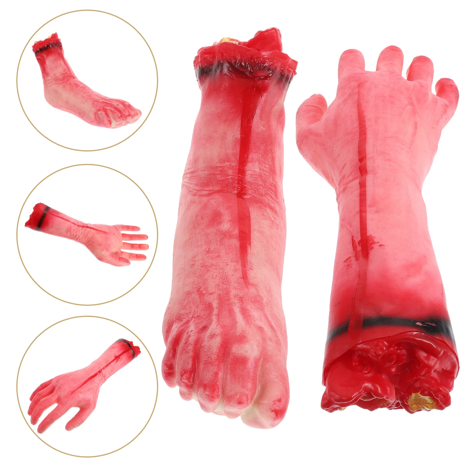 ชุดอุปกรณ์ประกอบฉากมือเท้าปลอมเหมือนจริง 1 ชุด สำหรับตกแต่งงานปาร์ตี้ฮาโลวีน บ้านผีสิง แกล้งคน ชุดแฟนซีสยองขวัญ