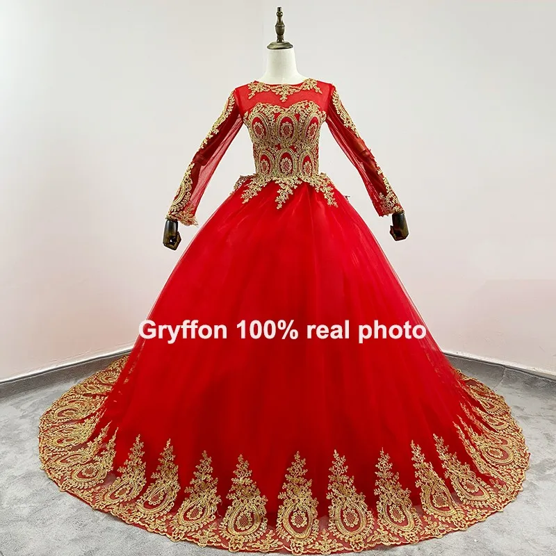 Rotes hochzeits kleid vestido de noiva klassisches boot hals ballkleid luxus spitze robe de mariee plus sise hochzeits kleid