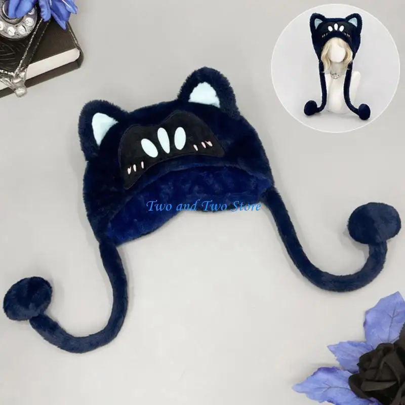 

HX6F Anime Theme Cats Ear Hat Fashion Accessory Soft Plush Pullover Hat For Women Girl Skiing Camping And Daily Wear