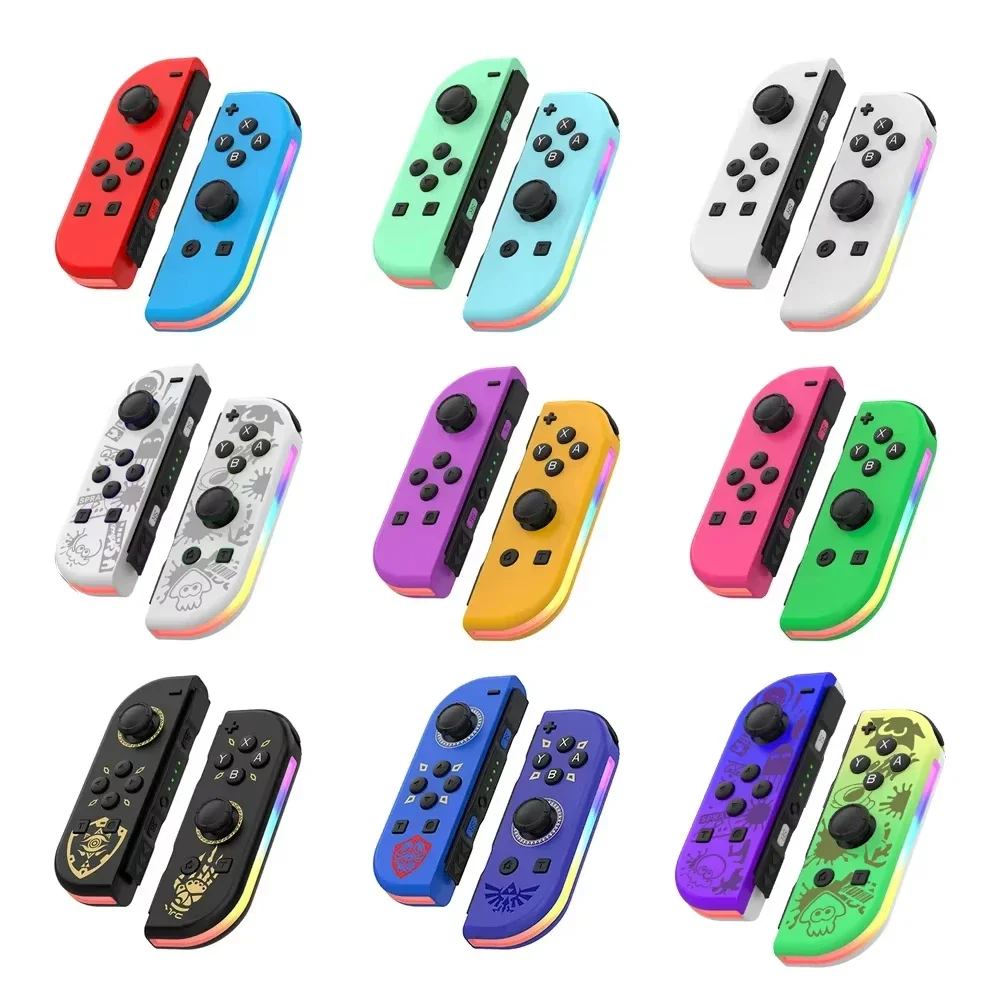 BT 5.2 Wireless Controller RGB LED Switch L/R Joypad for Nintendo Switch/Lite/Oled JoyCons Gamepads Joystick with Dual Vibration