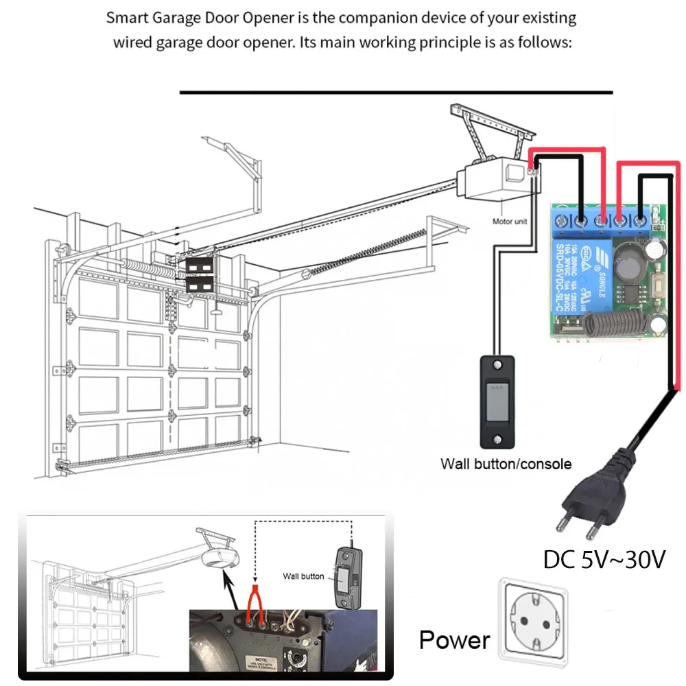 433mhz RF uniwersalny pilot przełącznik DC 6V 12V 24V 30V 1 przekaźnik kanału odbiornik i nadajnik dla Led pilot do drzwi garażowych