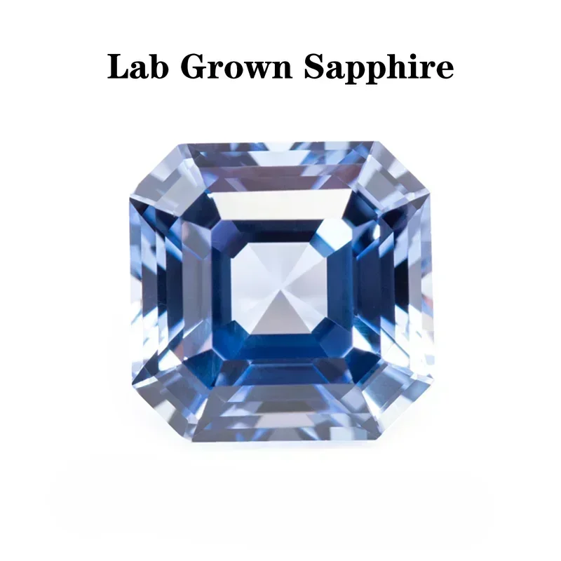

Cornflower Color Lab Grown Sapphire Asscher VVS1 Shape Charms Extremely Shiny Gemstone DIY Ring Necklace Earrings Main Materia