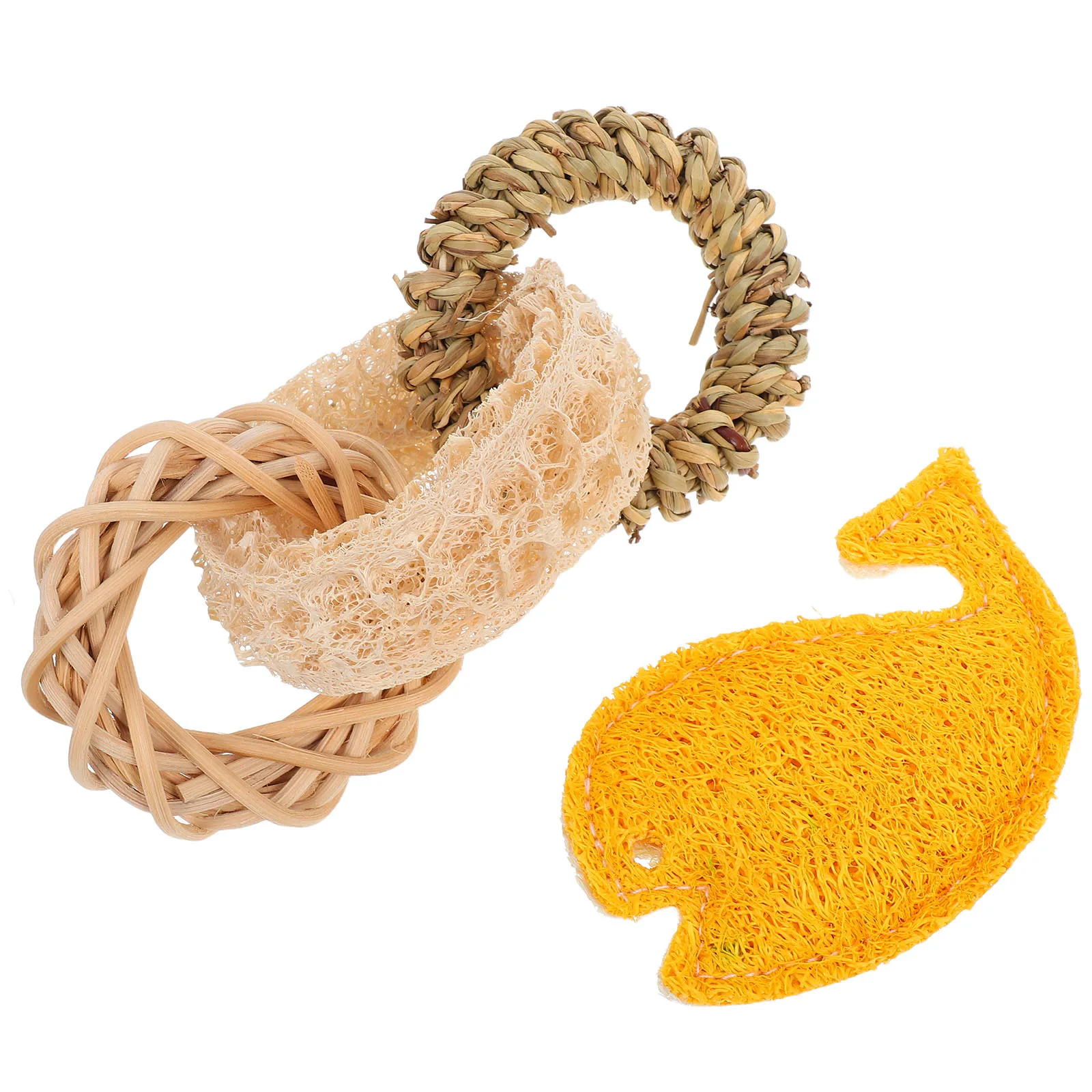 

2pcs Pet Chew For Hamsters Rabbits Guinea Pigs Natural Loofah Molar For Small Animals Teething Chewing Accessories Small Pet