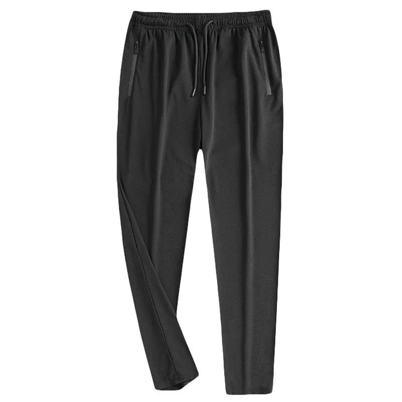 Ice Silk Sports Pants Men's Ultra-Thin Qui-Drng Me Loose Nine-Point Cuffed Trendy Summer Air Conditioning Casual Pants