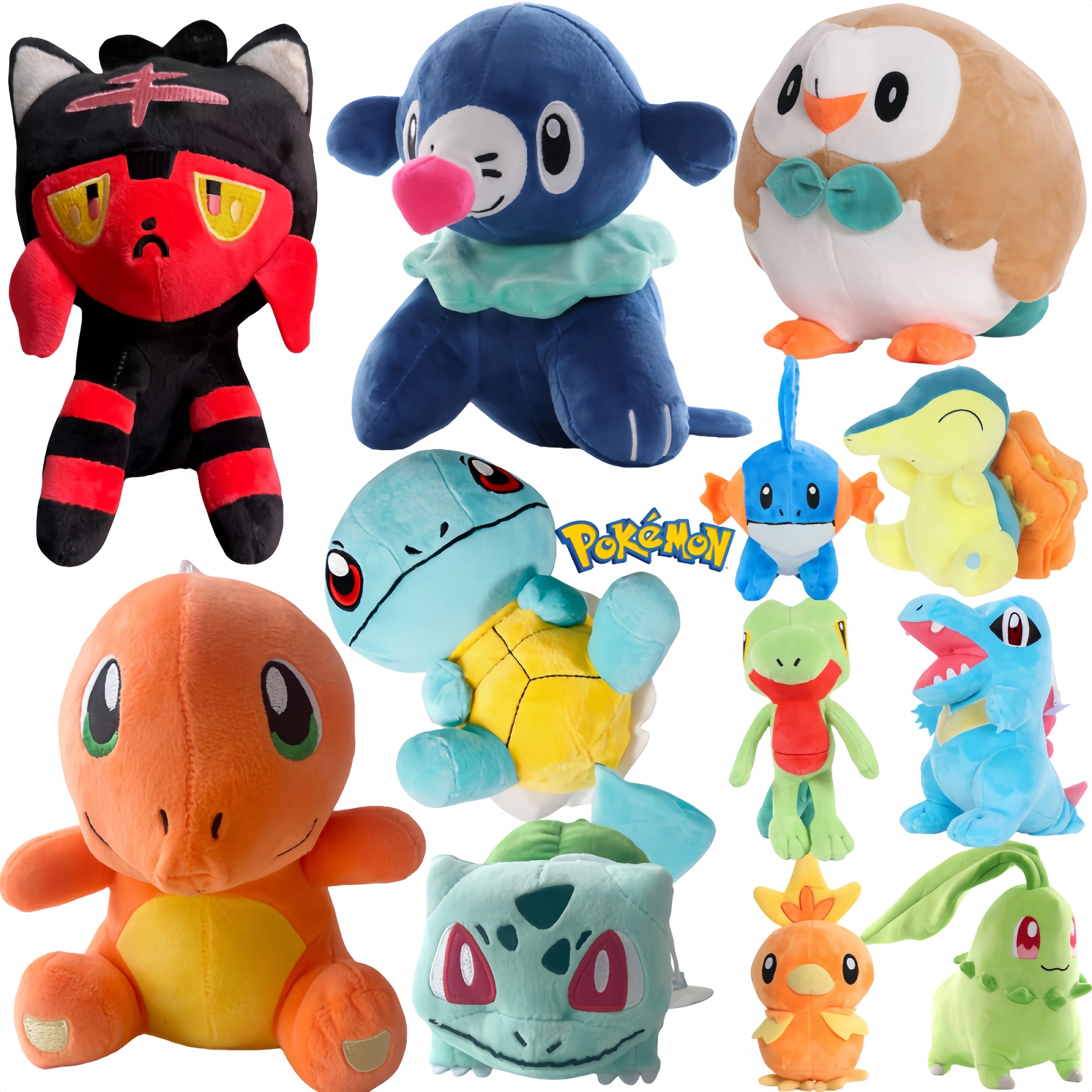 ポケモンピカチュウぬいぐるみリッテンチコリータシンドゥイールポプリオぬいぐるみかわいいトーチックマッドキップツリーコロレットぬいぐるみおもちゃ男の子子供ギフト