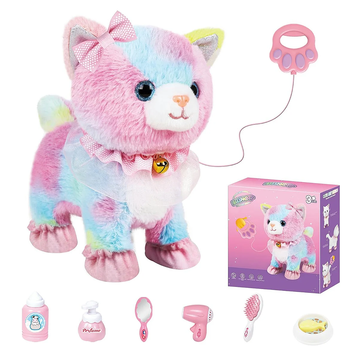 ของเล่นแมวเดินได้เหมือนจริง ควบคุมด้วยการสัมผัสและเสียง พร้อมสายจูง สามารถเดิน เสียงเหมียว และกระดิกหางได้ ของขวัญที่ดีที่สุดสำหรับเด็กผู้หญิงอายุ 3 ปีขึ้นไป