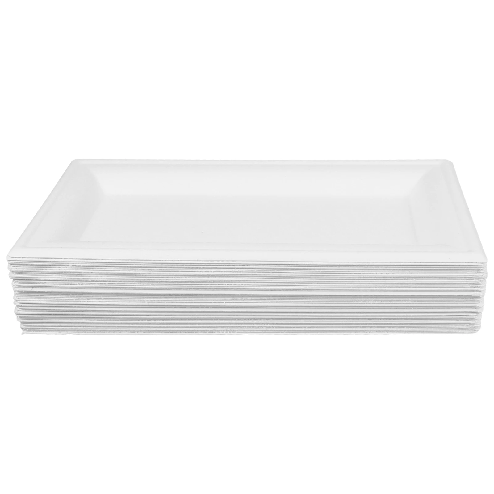

50 Pcs Disposable Cardboard Trays Paper Plates Convenient Cake Birthday Dinner Rectangle