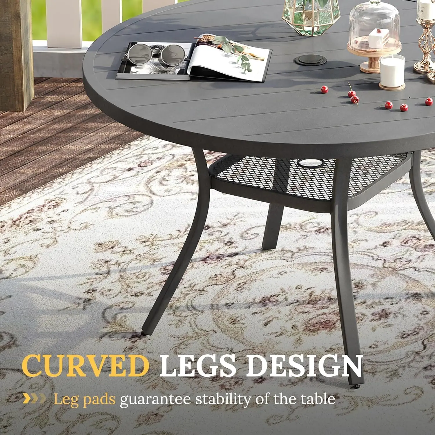 5 Pieces Patio Dining Set Round Outdoor Table & Chairs Garden Furniture Metal Frame, Customized