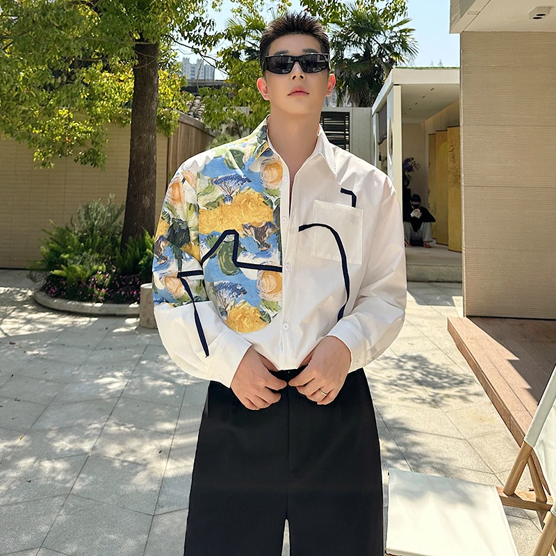 LUZHEN 2025 New Trendy Personalized Printed Long Sleeve Shirts Men's Elegant Korean Handsome Casual Male Tops Clothes JY1470