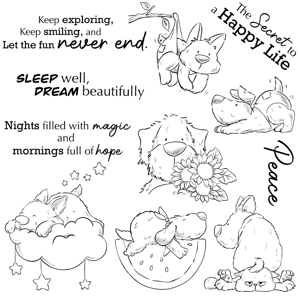 Mangocraft Cute Dogs Sleep And Dream Clear Stamp DIY Scrapbooking Supplies Silicone Stamp For Card Making Albums Crafts Decor