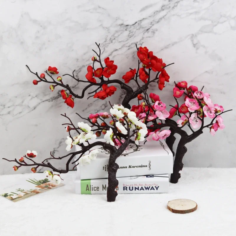 22CM Artificial Flowers Simulation Flowers Wax Plum Blossom 15 Heads Chinese-style Living Room Floor Decoration Wedding Props