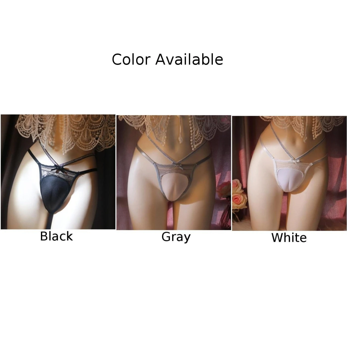 Low Rise Underwear Camel Toe Thong Breathable Lace Low Waist Nightwear Sleepwear Solid Color For Night For Sleep