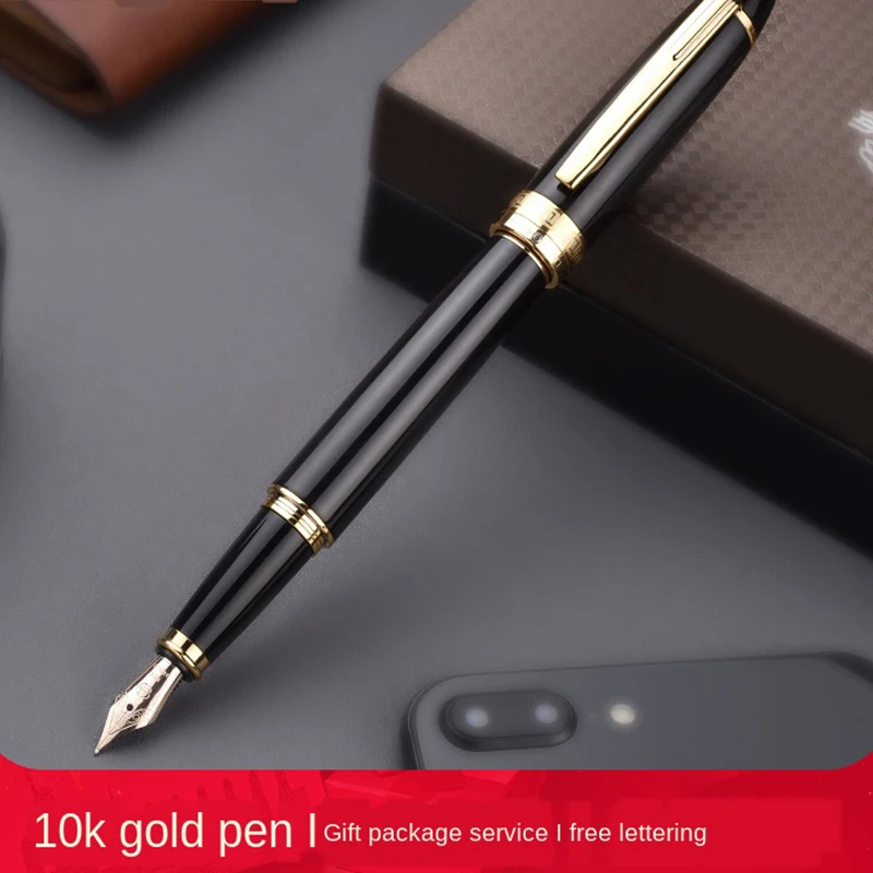 

hero fountain pen 10K gold pen genuine H708 adult office writing calligraphy ink pen gift box school supplies