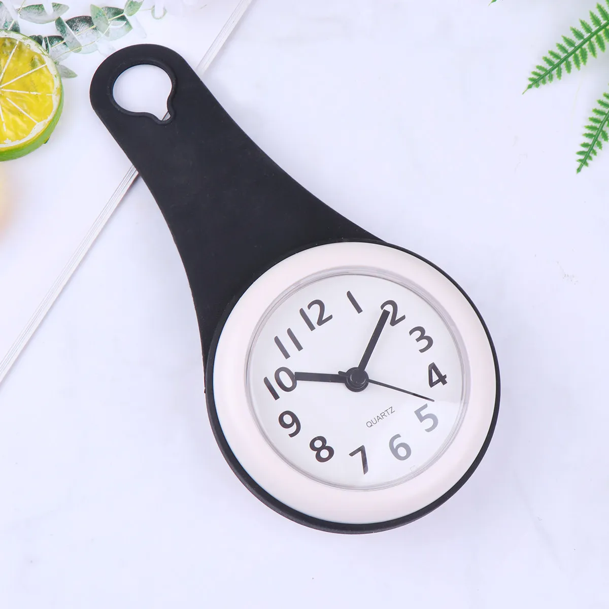 Waterproof Wall Clock Black Silent Bathroom Hanging Mute Shower Clock Easy Install Suction Cup Decorative Timer