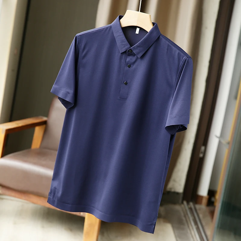 

Элитная шелковая рубашка с коротким рукавом, лазерная резка, летняя, мужская, деловая, повседневная, модная, дышащая, в городском стиле