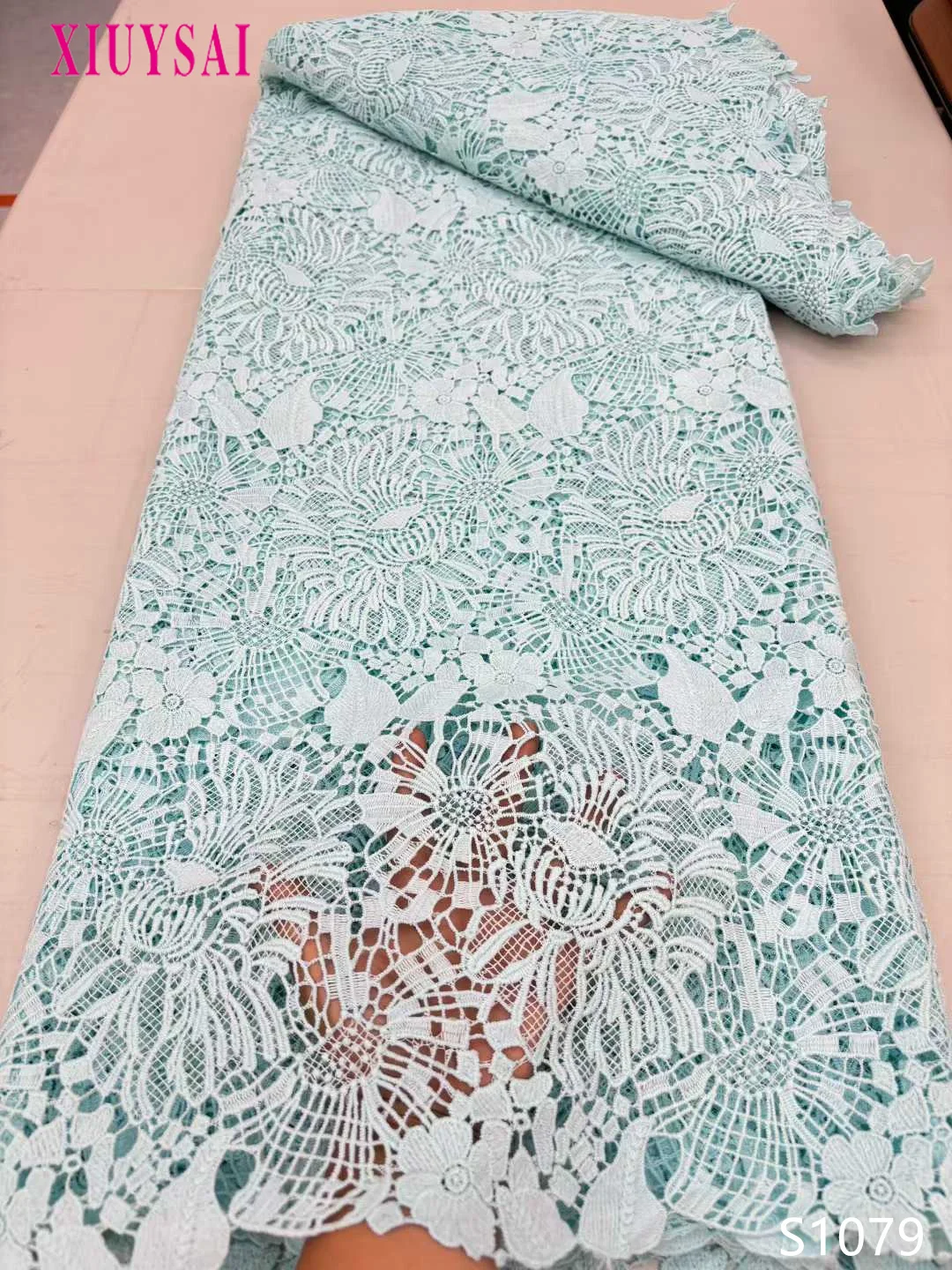 

2025 High Quality African Nigerian Tulle Lace Fabric Sequins Embroidery French Guipure Wedding Party Dress Beaded 5Yards