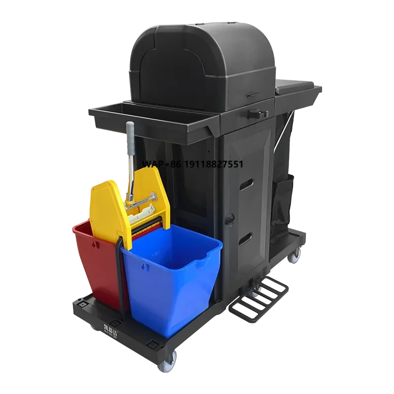 KJ03-5 Multifunctional Plastic Cleaning Cart Thickened Handcart for Hotel Room Service & Tool Cart Miscellaneous Cart