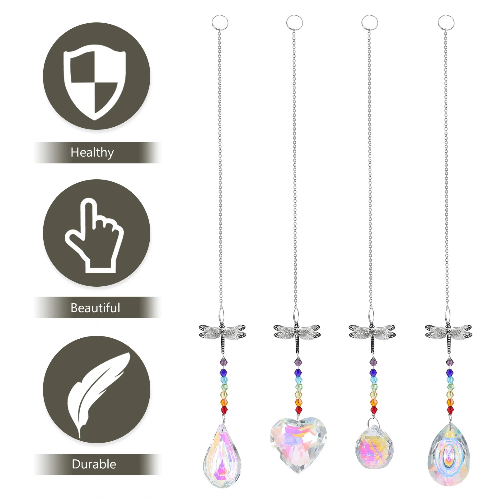 

4 Pcs Decoration Fan Pull Chain Crystal Colorful Hanging Accessory Dazzling Pendant Light