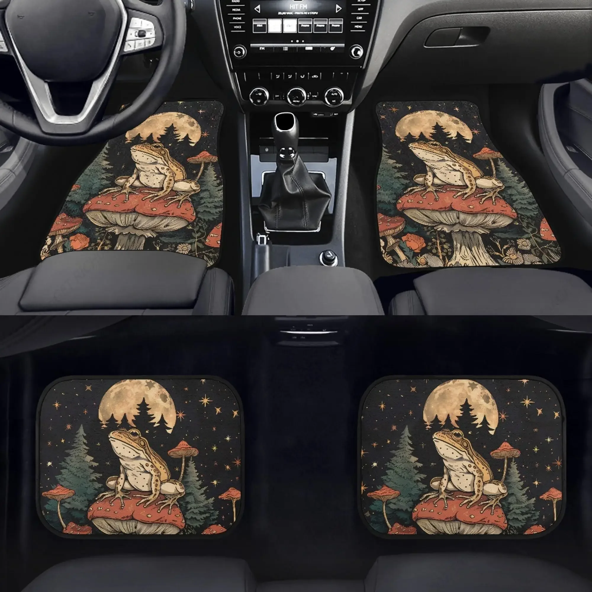 

Aesthetic Mushroom Car Floor Mats All Weather Rubber Backing Front Rear Floor Mats Fit for Most Cars, SUV, Truck, 4 Piece