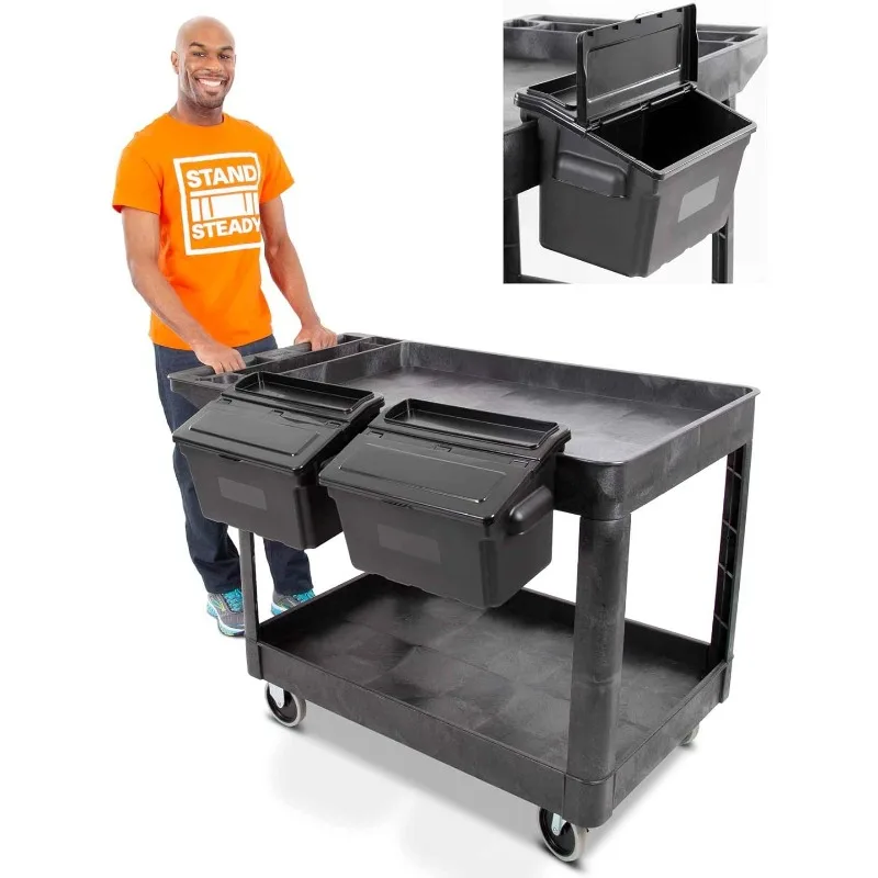 Tubstr-Chariot Utilitaire Extra Large, 2 Rêves, Bacs de Rangement Amovibles, Robuste, Supporte 500 Livres, 2 Étagères, Énorme Roulement, Original