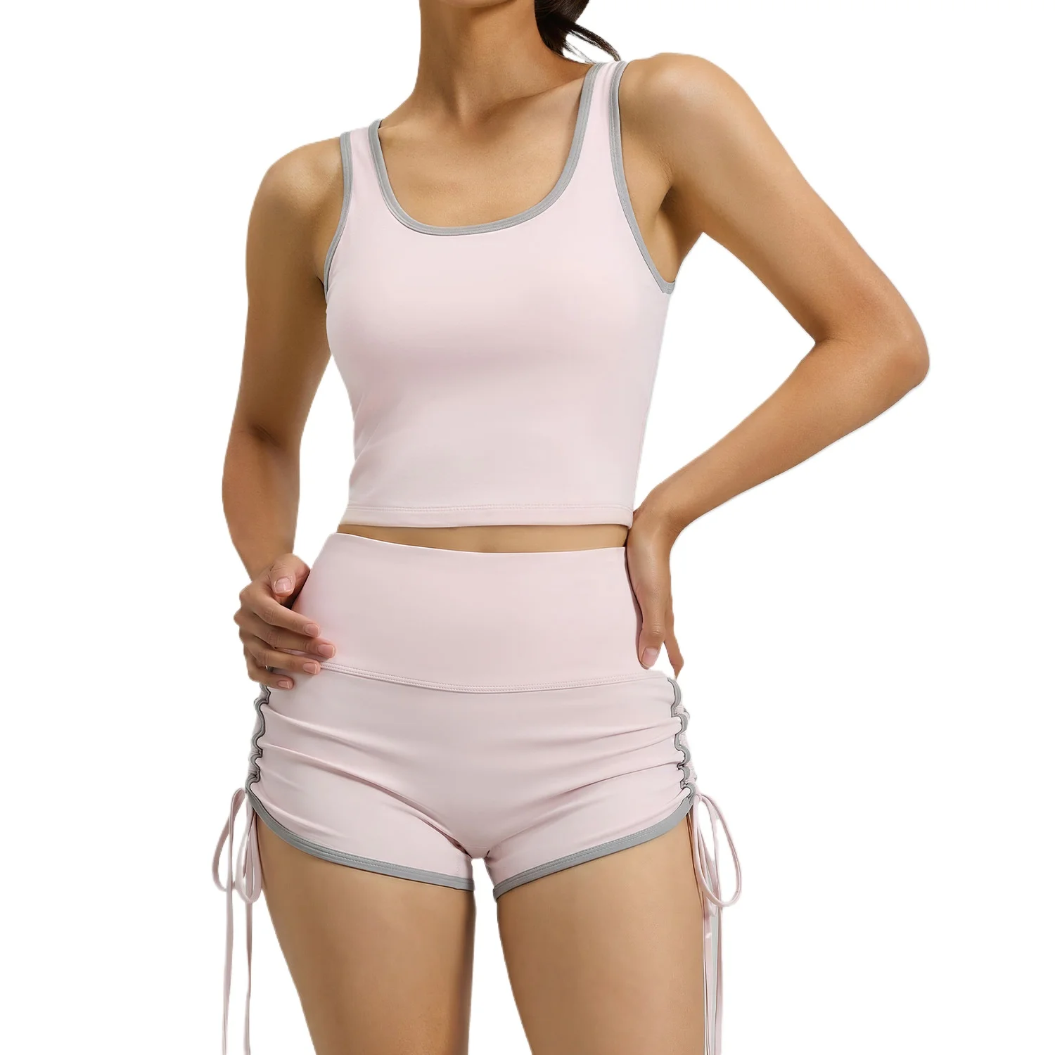 Pers LOGO custom women's S-2XL spring new sports belt chest pad high-intensity training running fitness yoga two-piece set